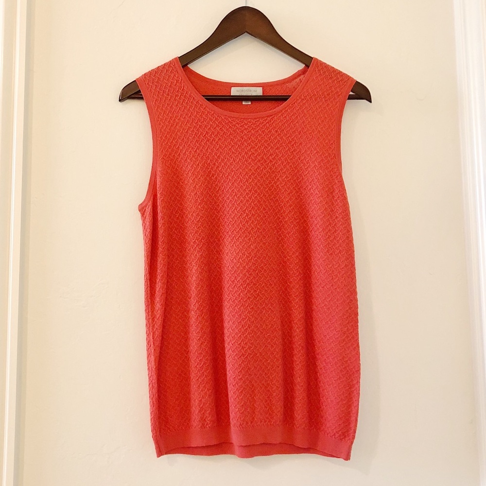 Nordstrom Collection orange sleeveless blouse